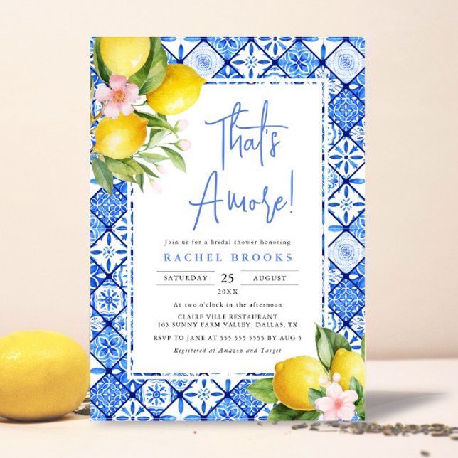Invitación Esa es la ducha de novia azul italiana de limón (Subido por el creador)