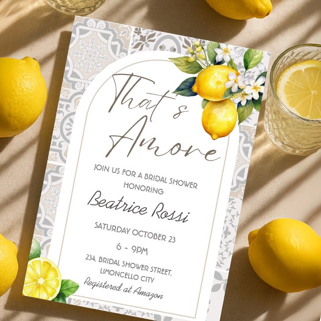 Invitación Esa es la ducha de novia de azulejos italianos Amo (That's Amore Spritz Italian Tiles Bridal Shower Invitation)