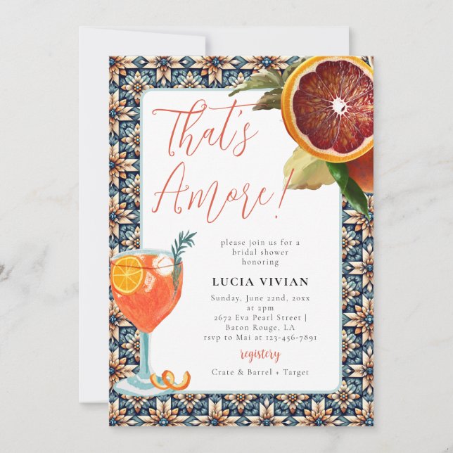 Invitación Esa es la ducha de novia más jugosa Naranja Spritz (Anverso)