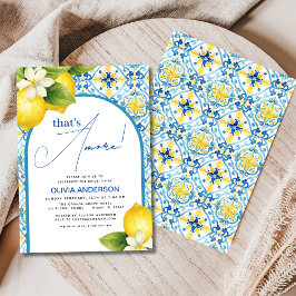 Invitación Esa es más ducha de novia azul limón italiano
