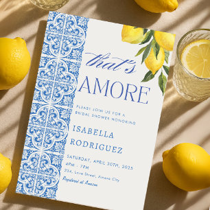 Invitación Esa es más ducha de novia de azulejos azules itali
