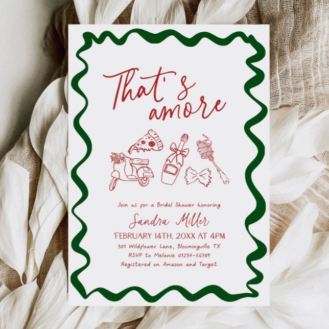 Invitación Esa es otra ducha de novia italiana de mano (That's amore italian bridal shower invitation)