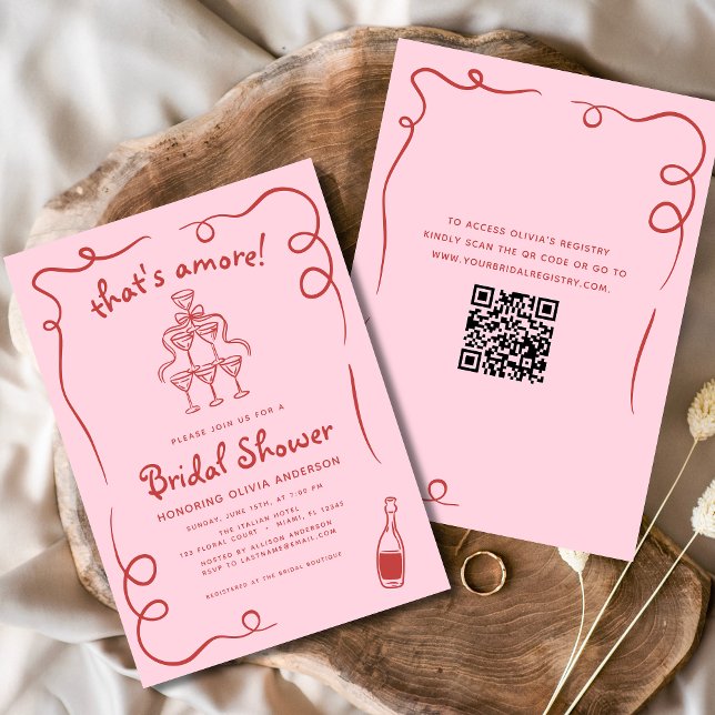 Invitación Esa es otra ducha de novia rosa de manos italianas (Subido por el creador)