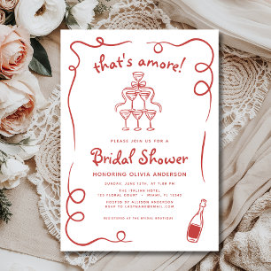 Invitación Esa es otra ducha roja de novia de mano italiana
