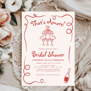 Invitación Esa es otra ducha roja de novia de mano italiana