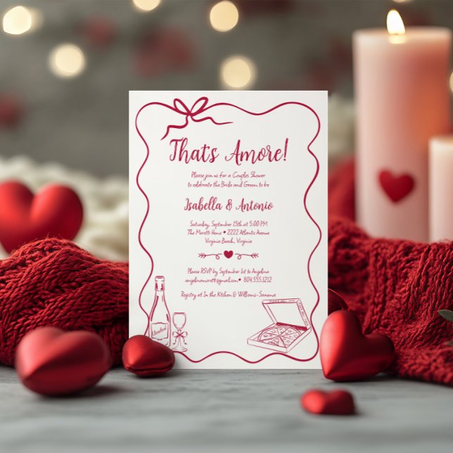 Invitación Esa es una ducha de dos parejas de mano más capric (That's Amore Couples Shower Invitation )