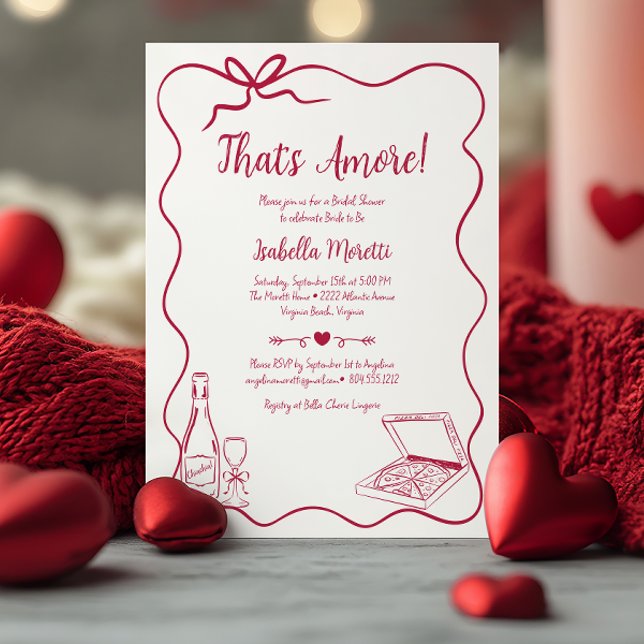 Invitación Esa es una ducha de novia de mano más caprichosa (That's Amore Bridal Shower Invitation)