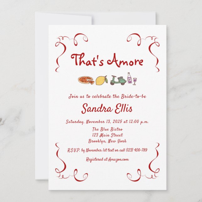 Invitación Esa es una ducha de novias italiana (Anverso)