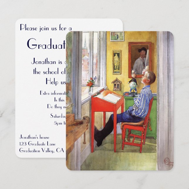Invitación Esbjorn Haciendo Su Partido De Graduación De Traba (Anverso / Reverso)