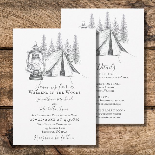 Invitación Esbozo de acampada y pasarela todo en un Boda (Subido por el creador)