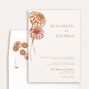 Invitación Esbozo de arte floral de Dahlia Tierra Boda de oto