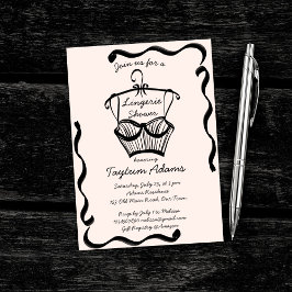 Invitación Esbozo de borde ondulado de ducha de novia de lenc