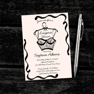 Invitación Esbozo de borde ondulado de ducha de novia de lenc