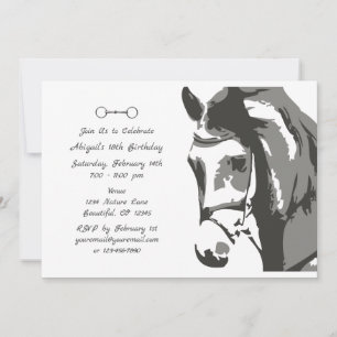 Invitación Esbozo de caballos y bocado de Snaffle, cumpleaños
