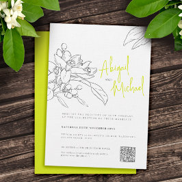 Invitación Esbozo de flor de cal boda gris amarillo