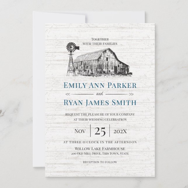 Invitación Esbozo de granjas de campo (Anverso)