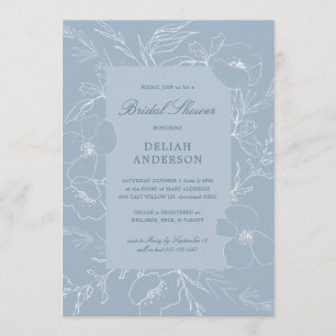 Invitación Esbozo de mano Peony Dusty Blue Floral Bridal Show