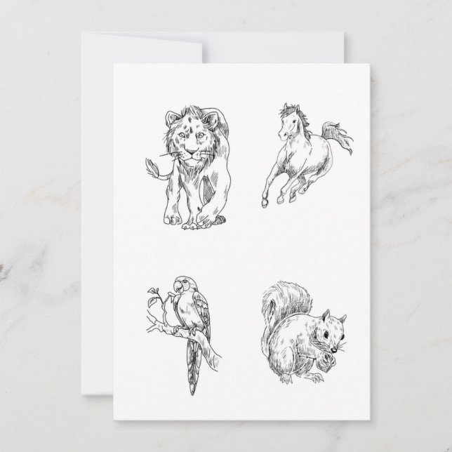 Invitación Esbozo de páginas coloreadas para niños (Anverso)