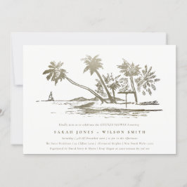 Invitación Esbozo de Palm Beach Tropical Ducha De Parejas De