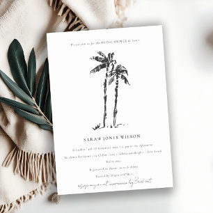 Invitación Esbozo de palmeras tropicales de la costa ducha de