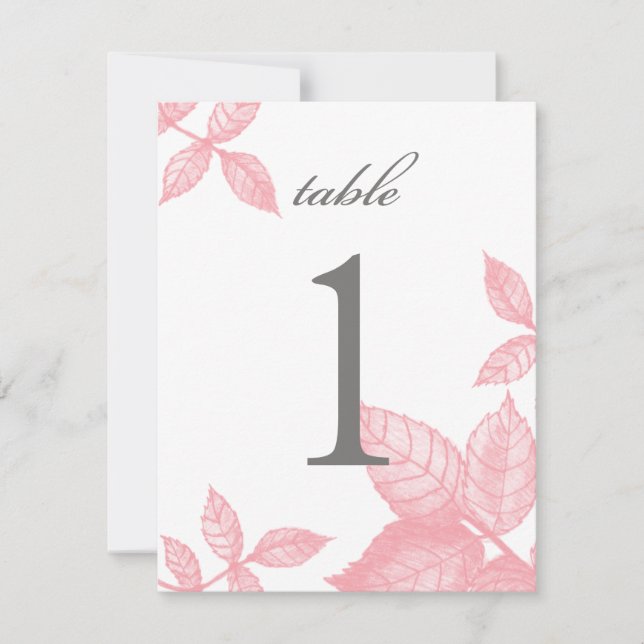 Invitación Esbozo de Rosa número de tabla grande en rosa (Anverso)