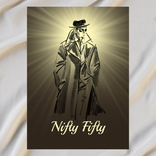 Invitación Esbozo de Vintage Hombres Gris Black Funny Nifty C