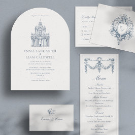 Invitación Esbozo del recinto de la iglesia Boda de estilo de
