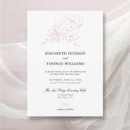 Invitación Esbozo floral Peony Boda formal clásico moderno