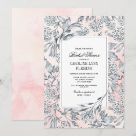 Invitación Esbozo Floral Rubor Pink Bridal Shower