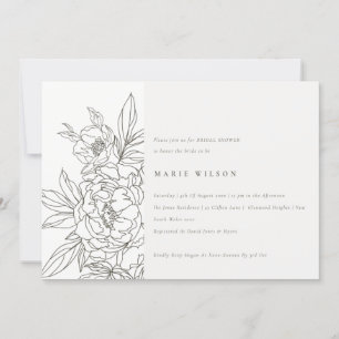 Invitación Esbozo minimalista elegante de flores marrón ducha