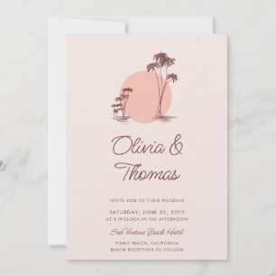 Invitación Esbozo moderno Palm Trees Rosa Matanza simple en l