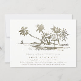 Invitación Esbozo Tropical Beach Palm Tree Ducha Dorada Nodal
