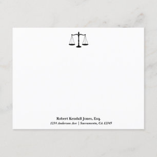 Invitación Escala de Justicia Abogado Negro Stationery