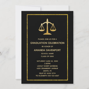 Invitación Escala de Justicia de Oro Graduación Temática de L