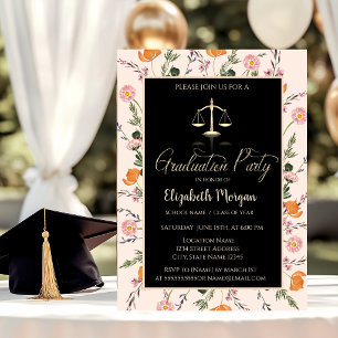 Invitación Escala de justicia dorada Foto de flores silvestre