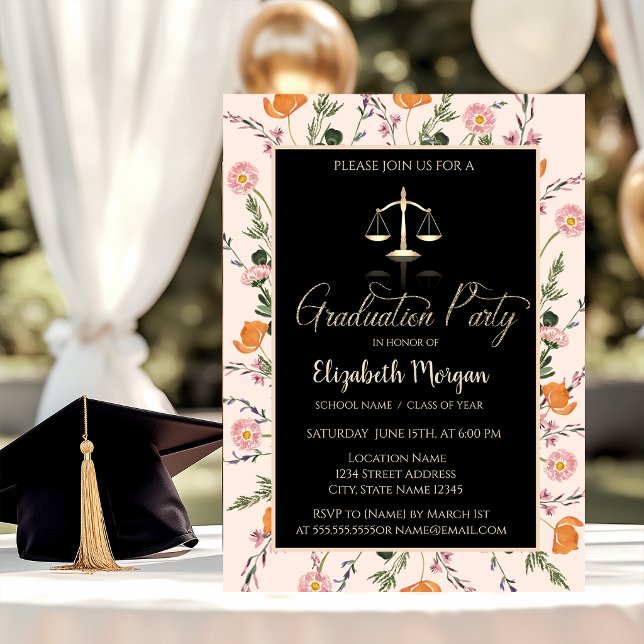 Invitación Escala de justicia dorada Foto de flores silvestre (Subido por el creador)