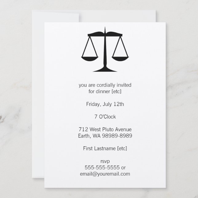 Invitación Escala de justicia (Ley) (Anverso)