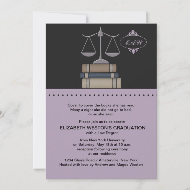 Invitación Escala de justicia Mauve, Facultad de Derecho Invi (Anverso)