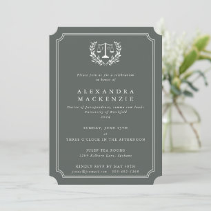 Invitación Escala de leyes JD gris-verde/blanco + Wreath laur
