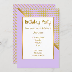 INVITACIÓN ESCALA DE MERMAID DEL SEGMENTO DE ORO DE LILAC