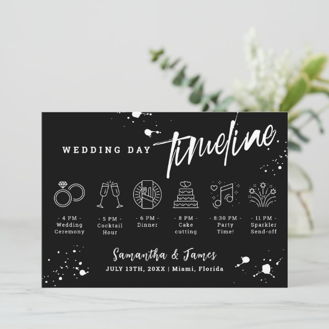 Invitación Escala de tiempo del Boda Grunge Halloween (Anverso de pie)