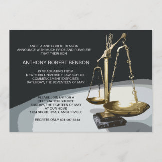Invitación Escala del oro de la justicia, graduación Invit