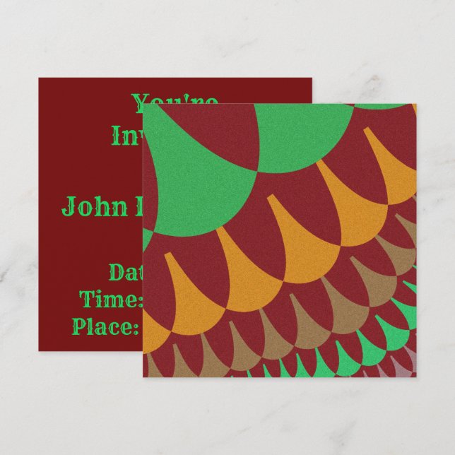 Invitación Escala verde y borgoña (Anverso / Reverso)