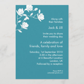 Invitación Escalar Alto (blanco sobre azul verdoso) 5x7