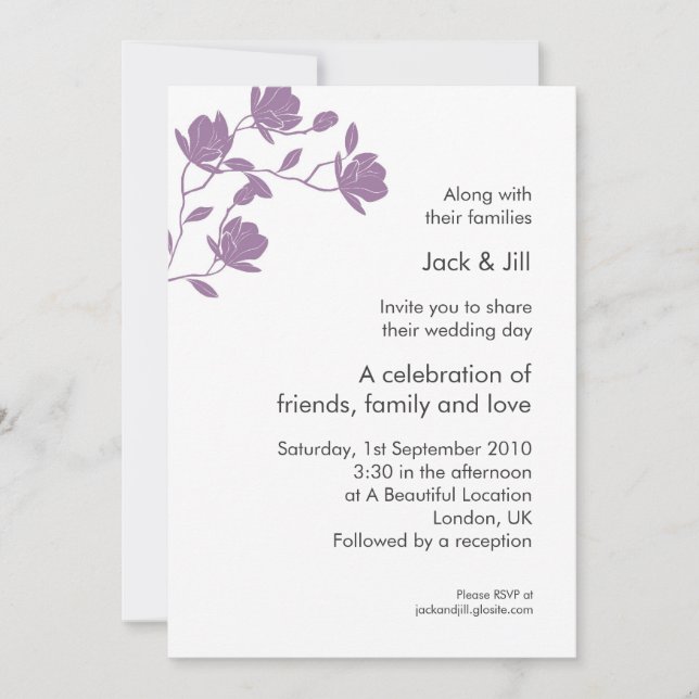 Invitación Escalar alto (púrpura) 5x7 (Anverso)