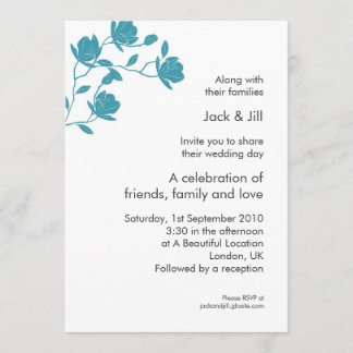 Invitación Escalar Alto (verde azulado sobre blanco) 5x7