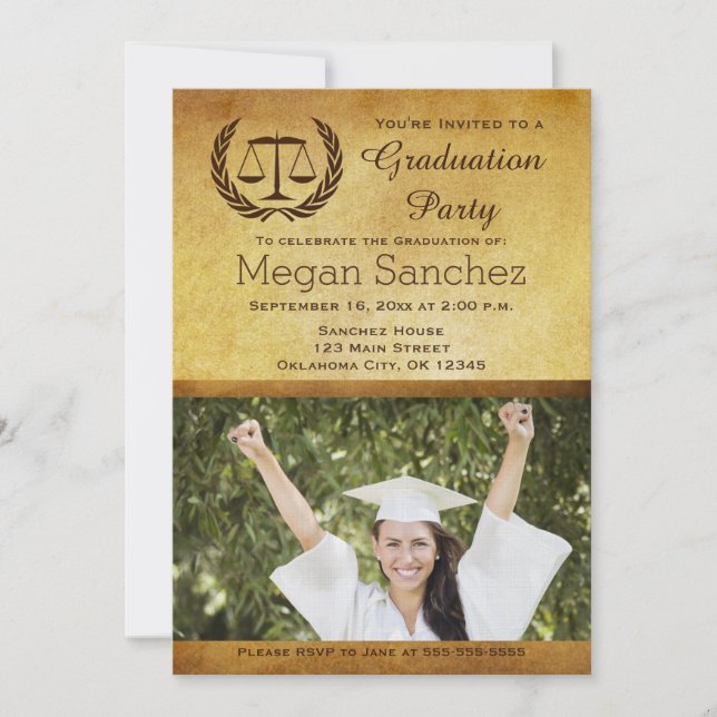 Invitación Escalas clásicas de la graduación del colegio de (Anverso)