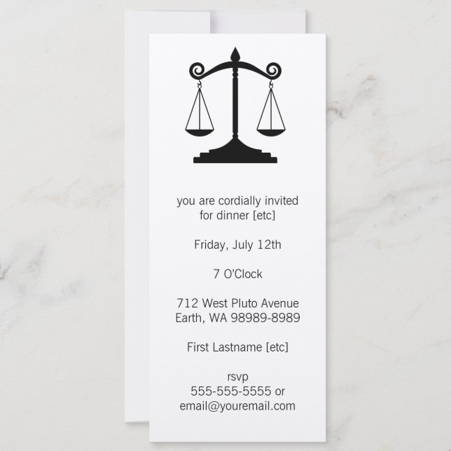 Invitación Escalas de justicia (ley) (Anverso)