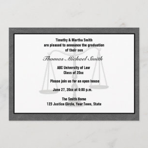 Invitación Escalas de la justicia, gris, Annoucement graduado