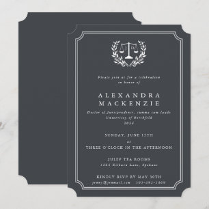 Invitación Escalas de la ley JD grises/blancas + Graduación c